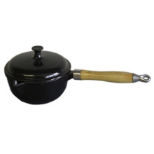 Enamel Cast Iron Sauce Pans with Wooden Handle